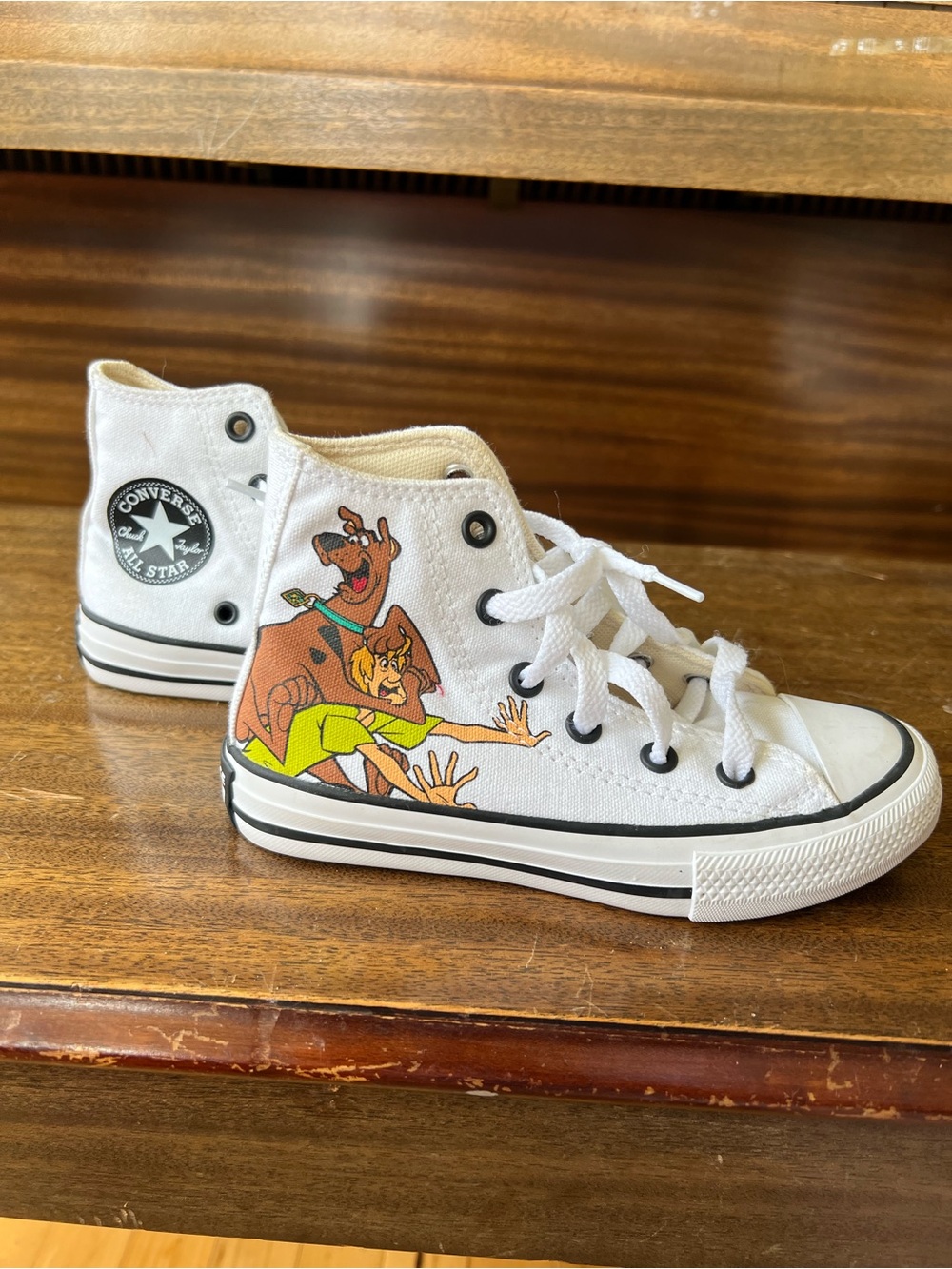 Converse White High Top Sneakers with Scooby-Doo Graphic